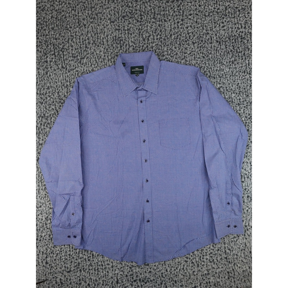Rodd & Gunn Button Up Shirt Mens XL Blue Geometric Sports Fit Long Sleeve